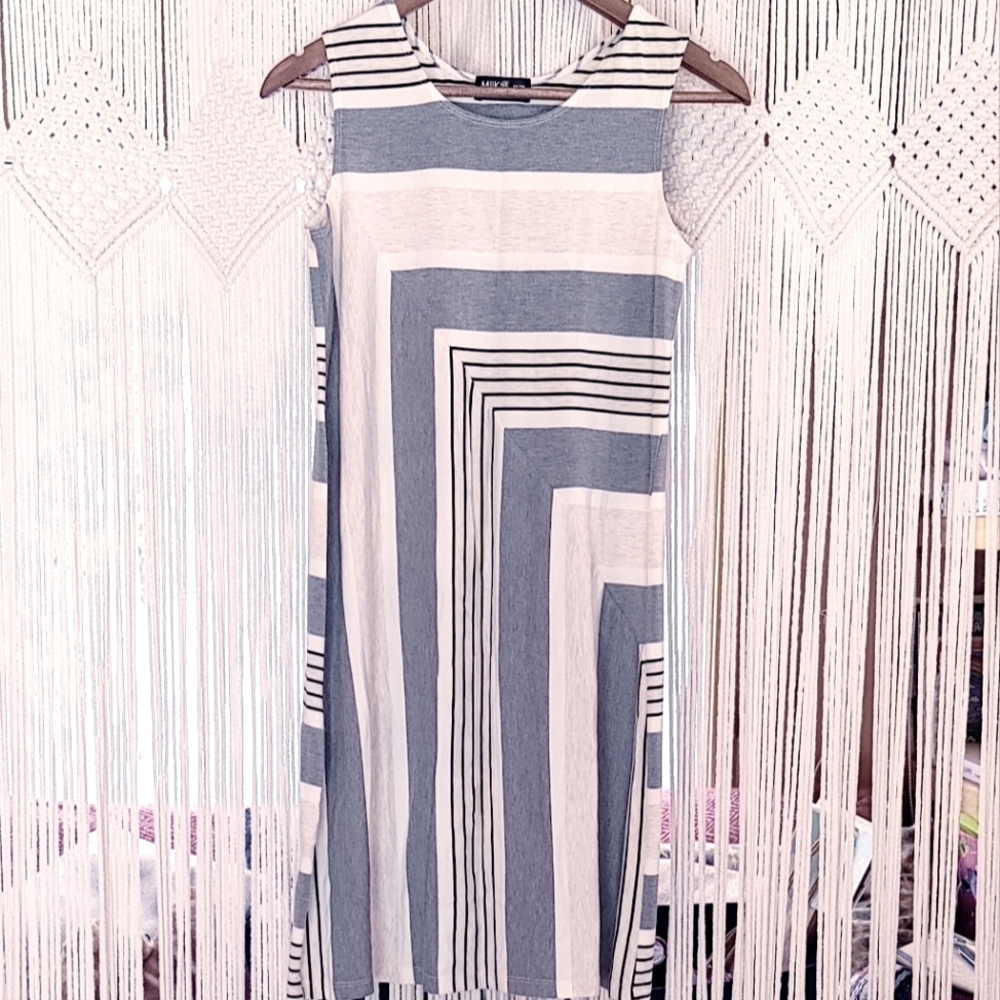 Miik Athena reversible striped shift dress sand melange colour XS